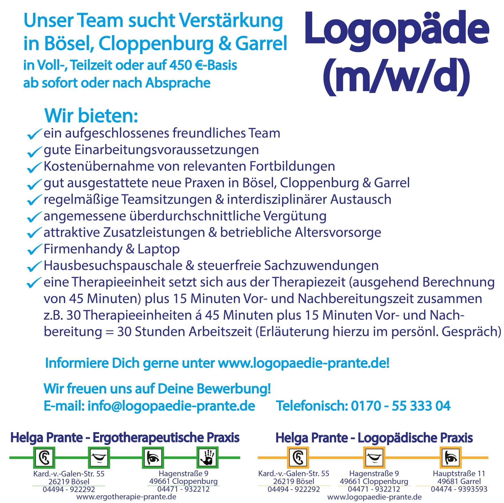 Stellenangebot Logopädie in Cloppenburg bei Therapeutenonline