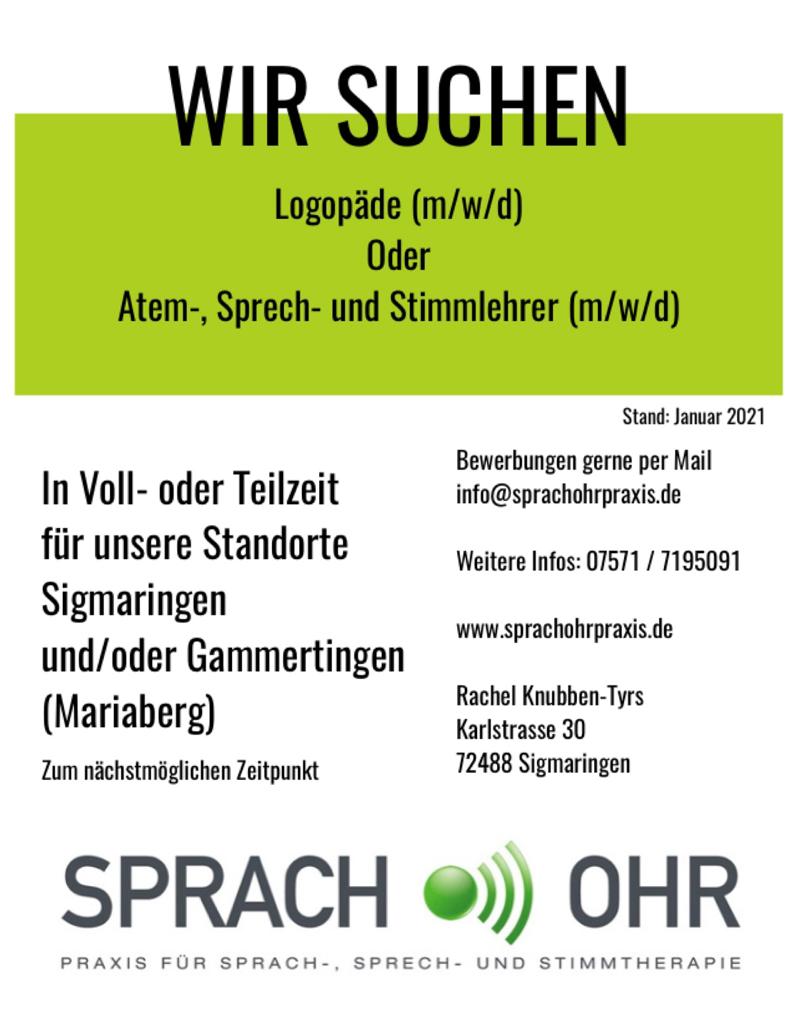 Stellenangebot Logopädie in Sigmaringen bei Therapeutenonline
