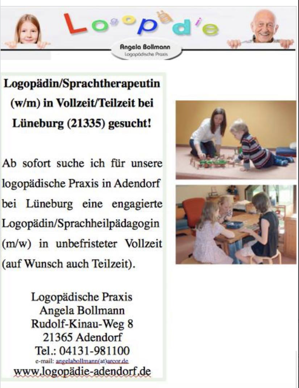 Stellenangebot Logopädie in Adendorf/Lüneburg bei Therapeutenonline