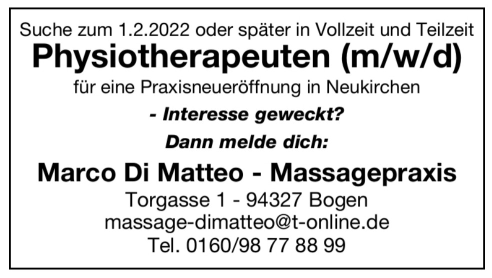 Stellenangebot Physiotherapie in Neukirchen bei Therapeutenonline